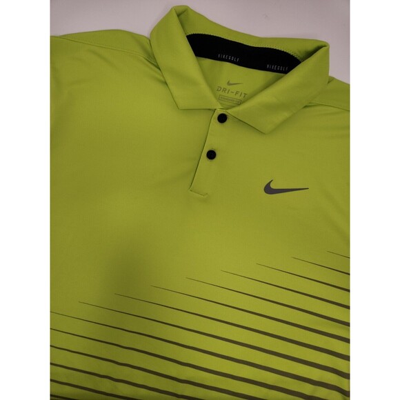 Nike Golf Shirt Men's L Neon Green Short Sleeve Polo Dri-Fit Stretch Performance - Picture 1 of 6